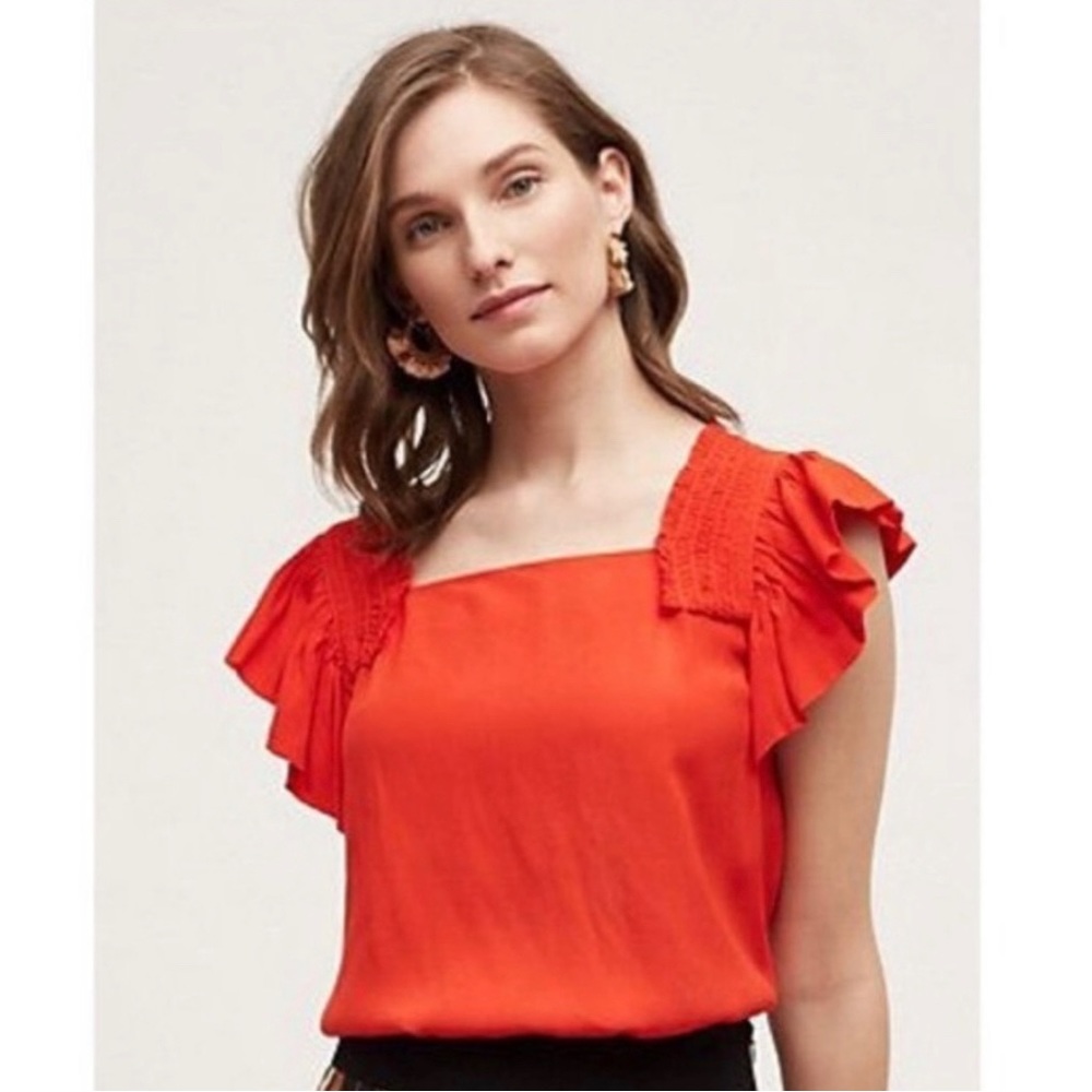 Anthropologie orange red Maeve brand blouse size 12